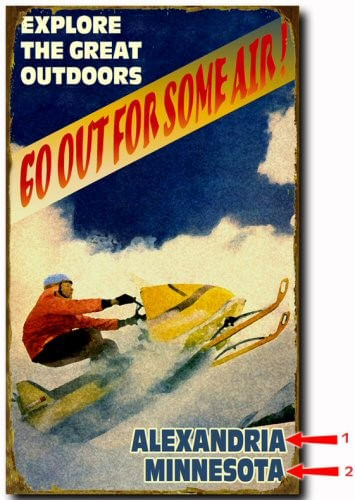 Explore the Great Outdoors Snowmobile Personalized Cabin Sign