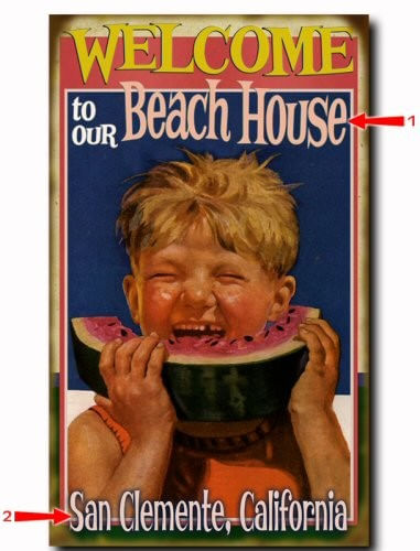 Watermelon Welcome to Beach (Boy) Wood/Metal Personalized Sign