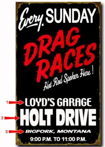 Sunday Drag Races Wood or Metal Personalized Sign
