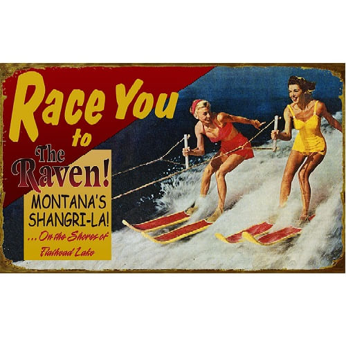 Race You Waterskiing Personalized Lake Sign