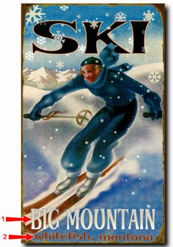 Retro Snow Ski Personalized Cabin or Chalet Sign