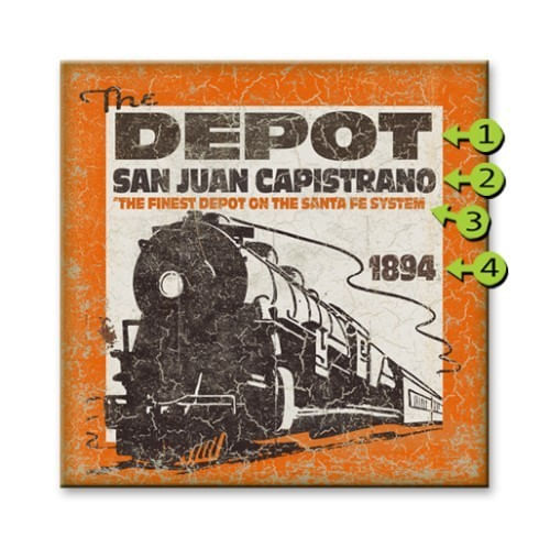 Vintage Train Depot Personalized Sign