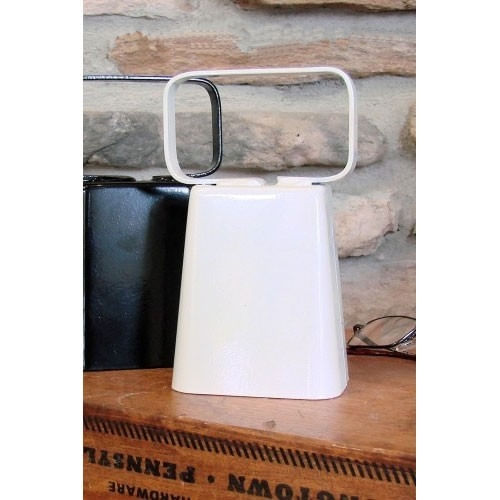 Large Handled Cow Bell -Glossy White