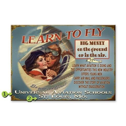 Learn to Fly Personalized Vintage Aviation Sign