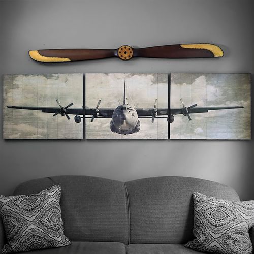 C-130 Hercules Wooden Aviation Triptych