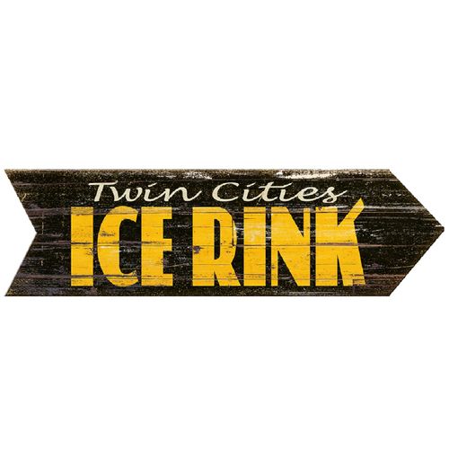 Personalized Ice Rink Vintage Wood Arrow