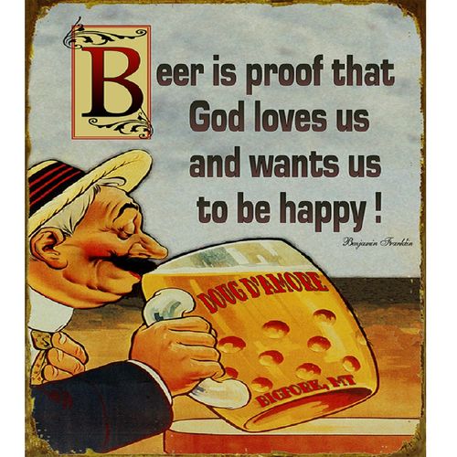 Beer is Proof That God Loves Us Ben Franklin Personalized Bar Sign