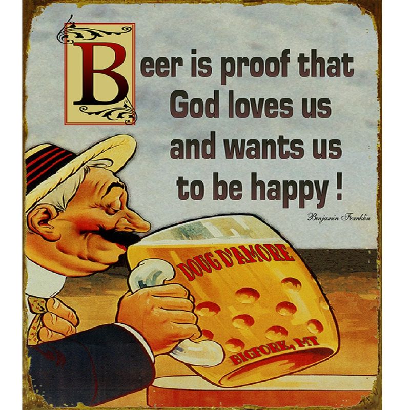 Ben Franklin Beer is Proof God Loves Us 2" x 3" Fridge Magnet art humor funny 