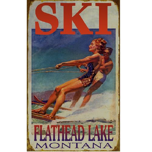 Water Ski Couple Personalized Lake or Cabin Sign