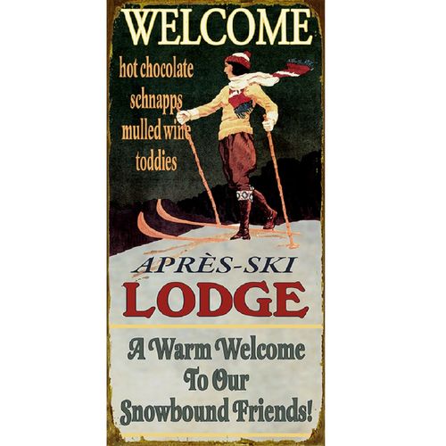 Vintage Style Ski Lodge Personalized Sign