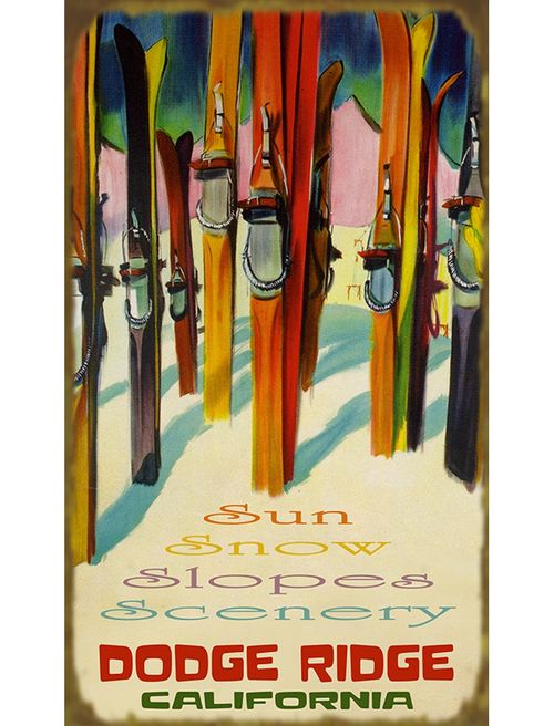 Colorful Skis Personalized Wood or Metal Sign