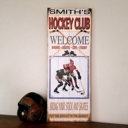 Ice Hockey Club Personalized Retro Style Sign