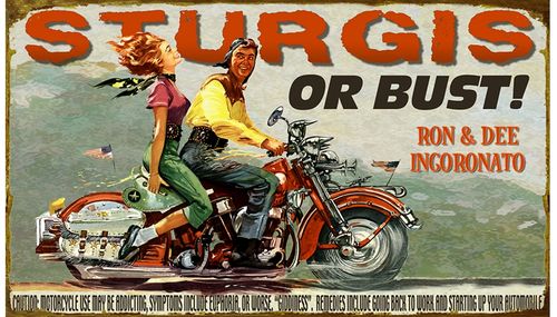 Sturgis or Bust Personalized Retro Motorcycle Sign