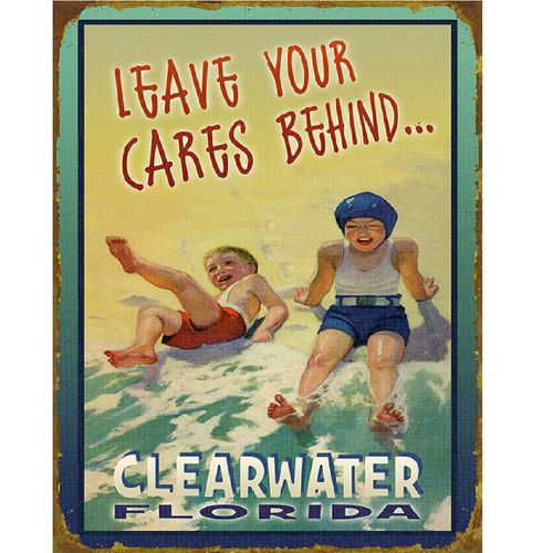 Leave Your Cares Behind Customized Wood or Metal Beach Sign