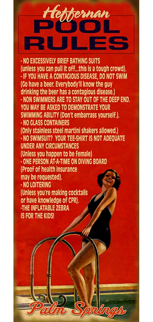 Pool Rules (Woman) Funny Personalized Sign