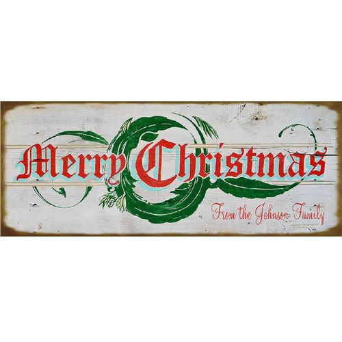 Merry Christmas Vintage Style Wood or Metal Personalized Sign