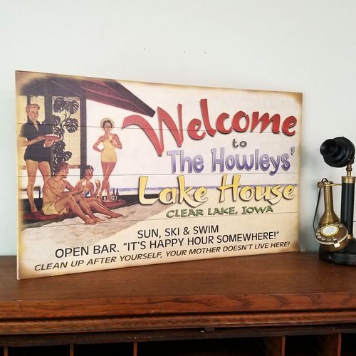 Welcome to the Lake House Funny Retro Personalized Sign