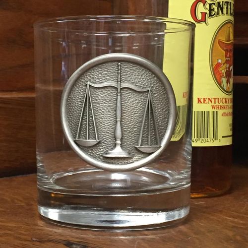 Scales Of Justice Double Old Fashioned Glass
