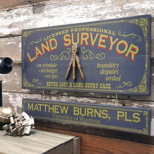 Land Surveyor Wood Sign with Optional Personalization