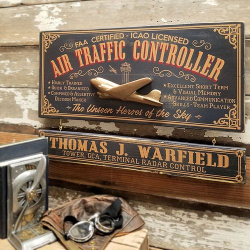 Air Traffic Controller Wood Sign with Optional Personalization
