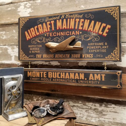 Aircraft Maintenance Technician Wood Sign with Optional Personalization