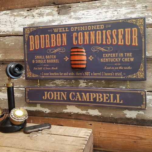 Bourbon Connoisseur Sign with Optional Personalization