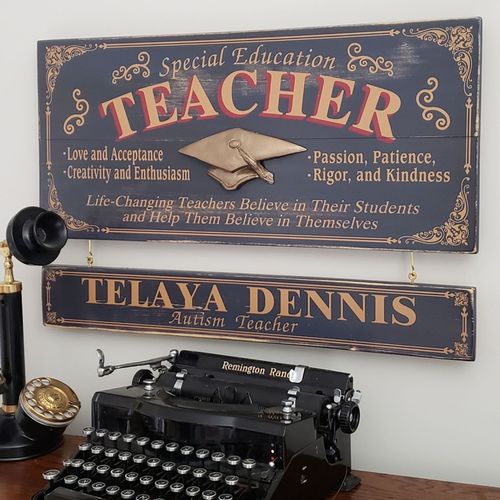 Special Education Teacher Wood Sign with Optional Nameboard