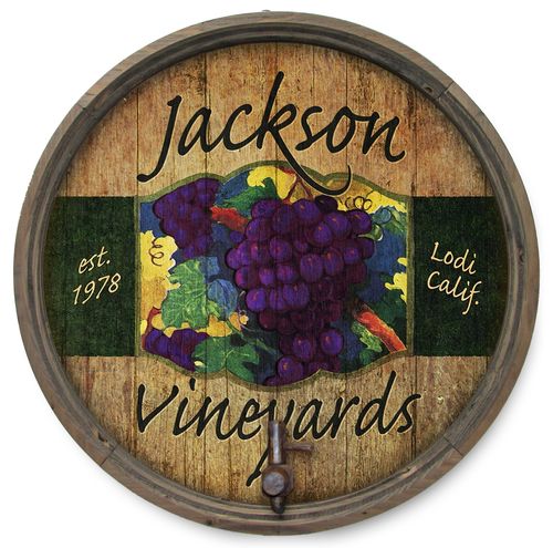 Personalized Red Grapes Barrel End with Spigot