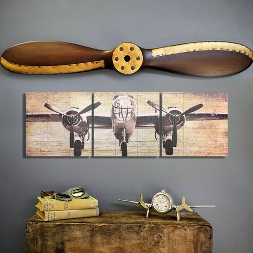 B-25 Bomber Plane Triptych and Propeller Set