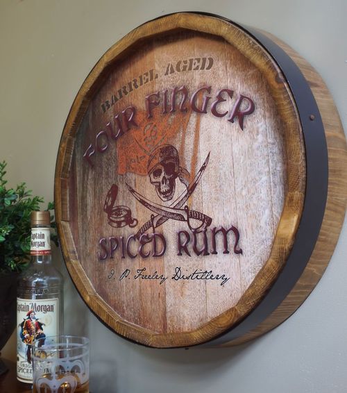 Personalized Pirate Style Barrel End Bar or Distillery Sign