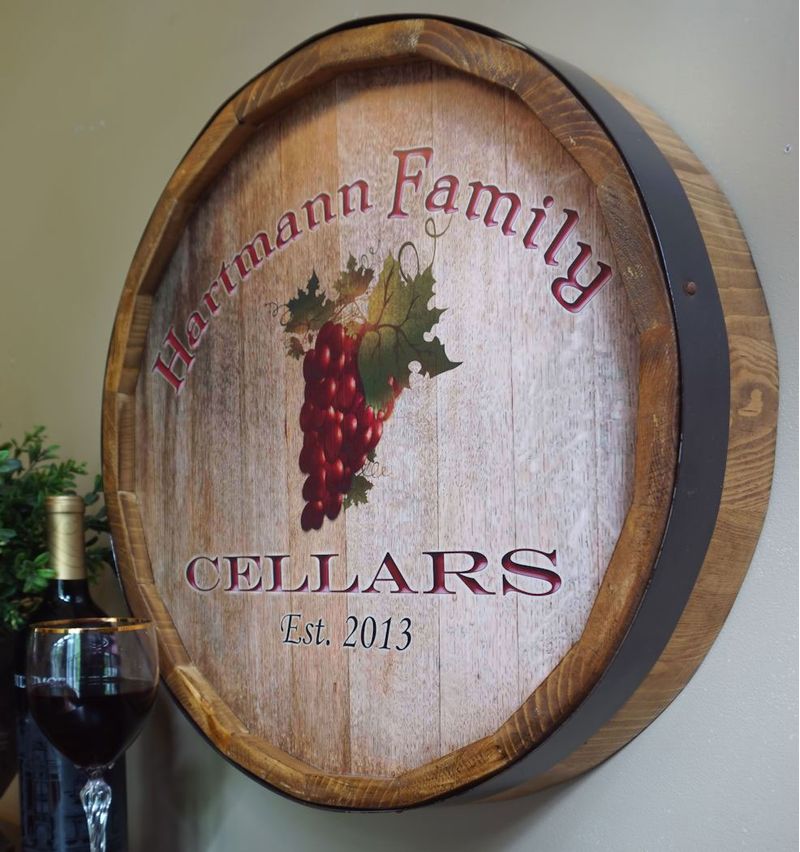 Wine-Grapes-Personalized-Quarter-Barrel-Sign-695