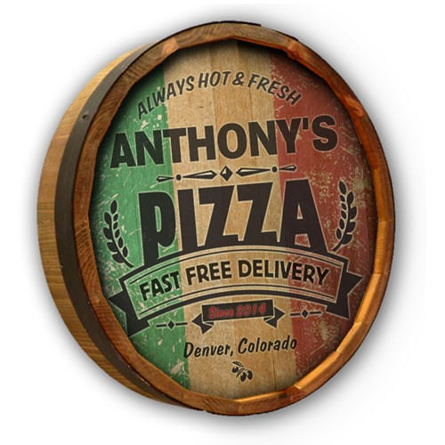 Pizza Personalized Quarter Barrel Sign