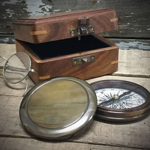 Antiqued Brass Compass - Second
