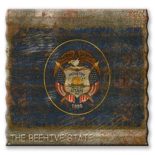 Utah State Flag Corrugated Metal Sign