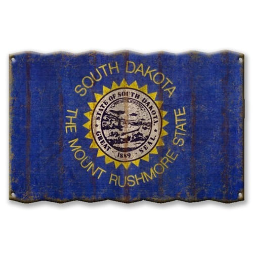 South Dakota State Flag Corrugated Metal Sign
