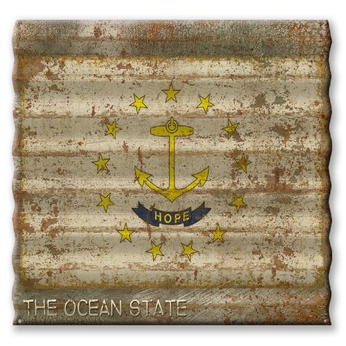 Rhode Island State Flag Corrugated Metal Sign