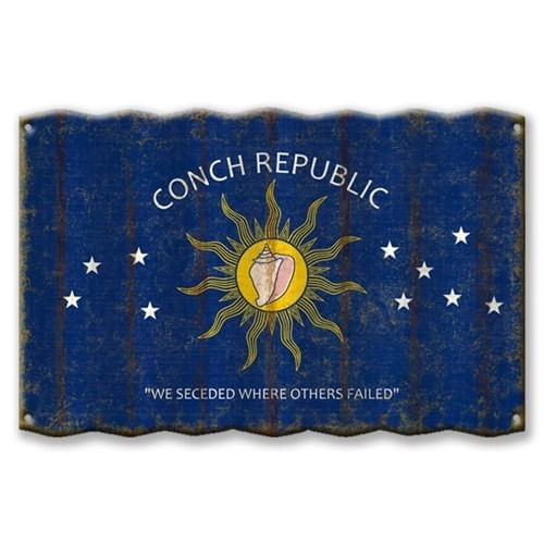 Conch Republic Flag Corrugated Metal Sign