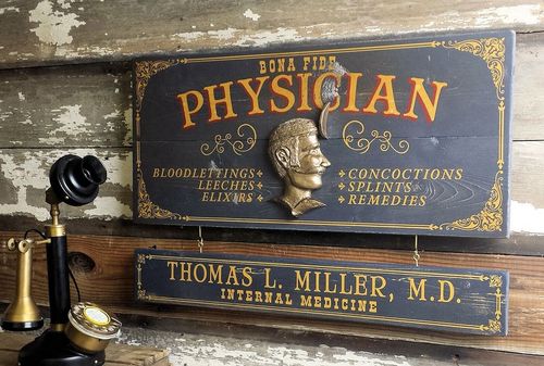 Physician (Male) Wood Plank Sign with Optional Personalization