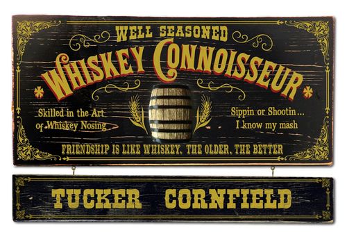 Whiskey Connoisseur Wood Plank Sign with Optional Personalization