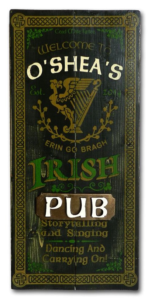 Irish Pub Rustic Wood Plank Personalized Sign
