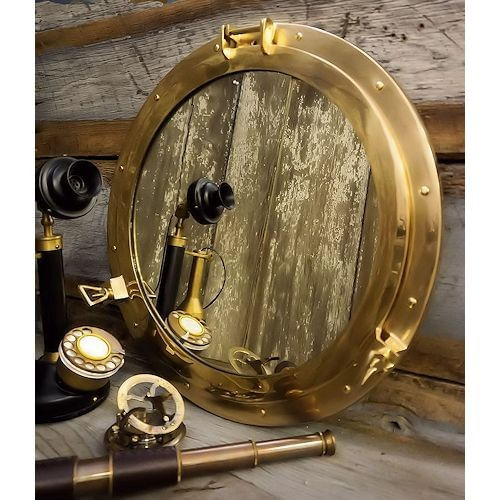 20 Inch Polished Brass Porthole Mirror Second