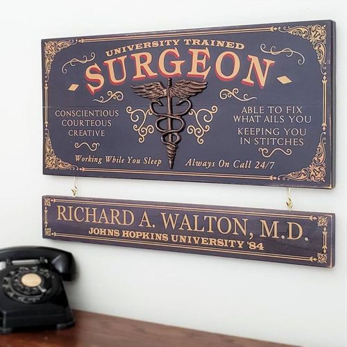 Surgeon Wood Sign with Optional Nameboard