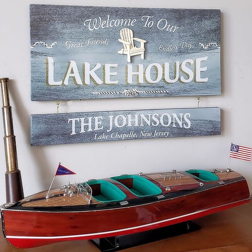 Lake House Wood Sign With Optional Personalization