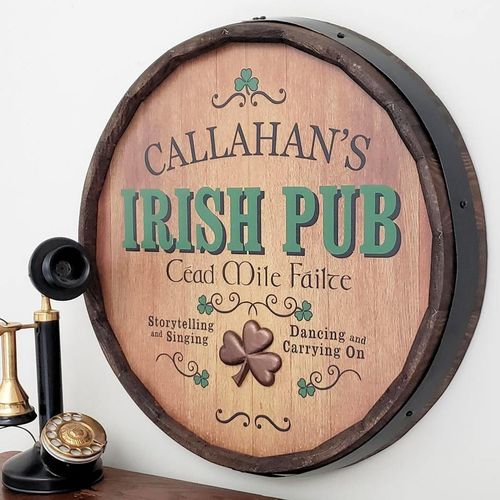 Irish Pub Personalized Barrel End Sign