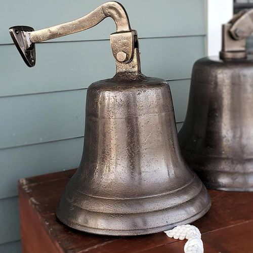 12 Inch Distressed Finish Brass Wall Bell