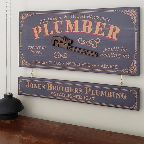 Plumber Wood Plank Sign with Optional Personalization