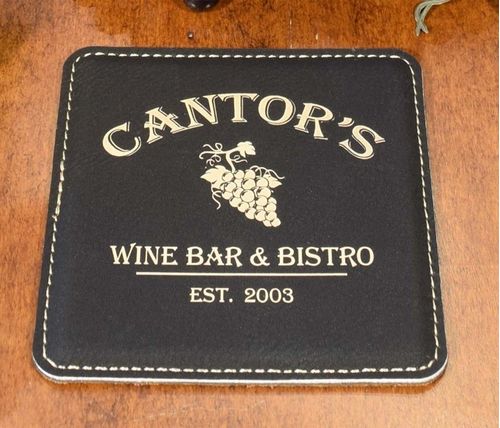 Wine Grapes Personalized Square Leather Coaster Set