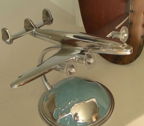Art Deco Desktop Model Airplane with Globe