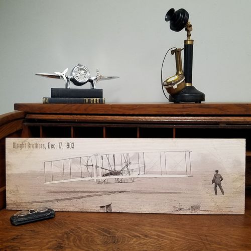 Wright Brothers Famous Flight Vintage-Style Wood Sign (Medium)