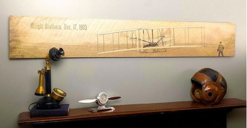 Wright Brothers Famous Flight Vintage-Style Wood Sign (Large)